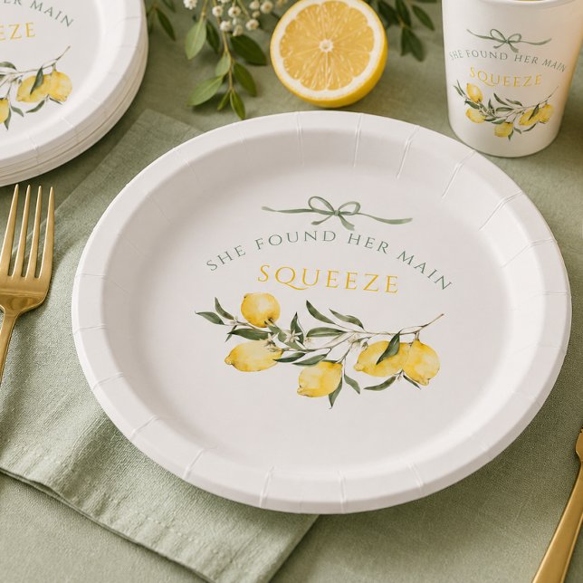 Hochzeitsshower Main Squeeze Citrus Sage Grün Pappteller (Main Squeeze Citrus Sage Green Bridal Shower Paper Plates)