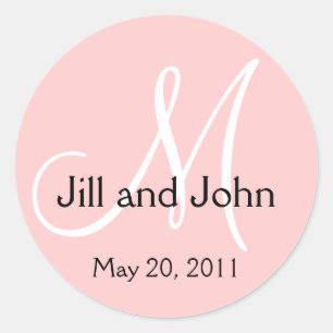 Hochzeitssiegel mit Monogramm 'Save the Date' Rosa Runder Aufkleber