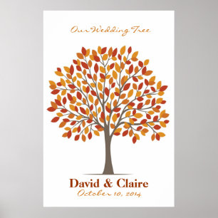 Hochzeitssignatur-Baumposter - Natürlicher Fall-XL Poster