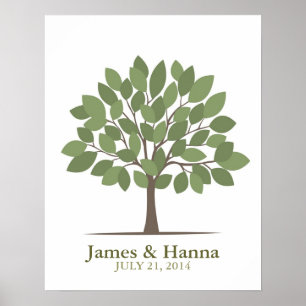 Hochzeitssignatur-Baumposter - Natürliches Grünes Poster