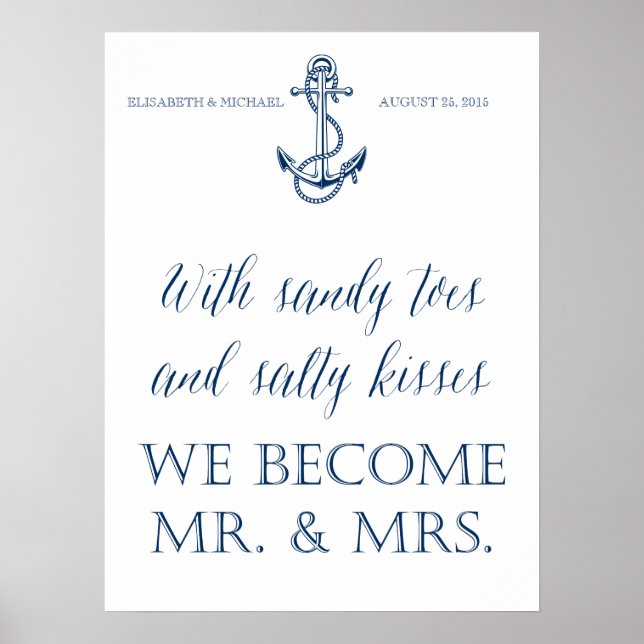 Hochzeitssignatur, nautisches Thema, witzige Nachr Poster (Vorne)