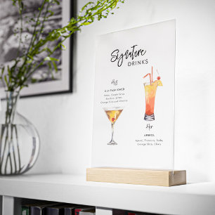 Hochzeitssignatur trinken seine und ihre acrylschild