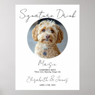 Hochzeitssignature-Getränk Haustier-Hund-Foto-Schi Poster