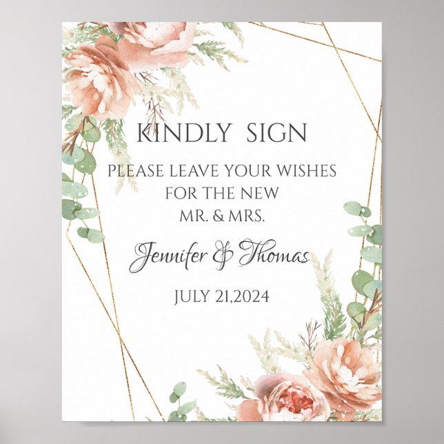 Hochzeitssignen Blush-Rose Poster (Vorne)