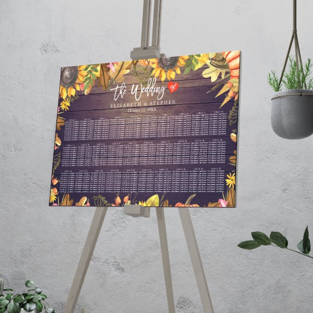 Hochzeitssitzdiagramm Herbst Blätter Pumpkins Holz Poster (Von Creator hochgeladen)