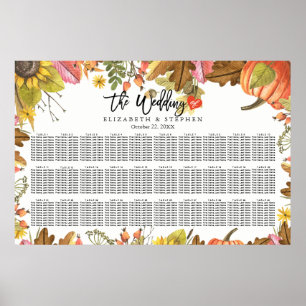 Hochzeitssitzdiagramm Herbstkantinen Herbstlaub Pu Poster