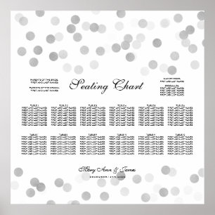 Hochzeitssitzdiagramm Silber Foil Glitzer Lights Poster