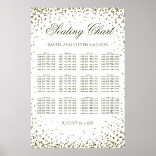 Hochzeitssitze 12 Tische Gold Confetti Poster