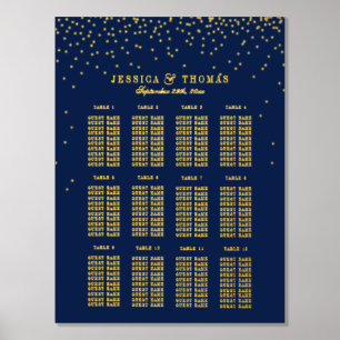 Hochzeitssitze der Marine Blue & Glam Gold Confett Foliendrucke