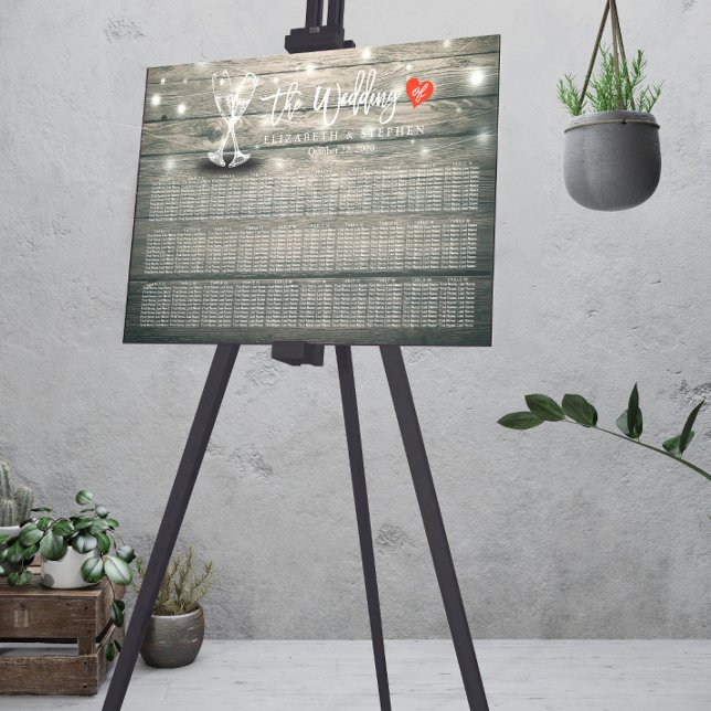 Hochzeitssitzkarte Champagner Brille Wood Light Poster (Von Creator hochgeladen)