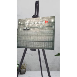 Hochzeitssitzkarte Champagner Brille Wood Light Poster