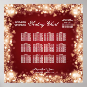 Hochzeitssitzkarte glänzende Lichter Gold Poster
