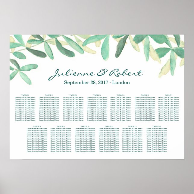 Hochzeitssitzkarte Landschaft Landschaft 13 Tische Poster (Vorne)
