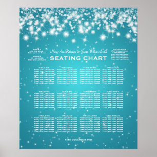 Hochzeitssitzkarte Wintersparkle Türkis Poster
