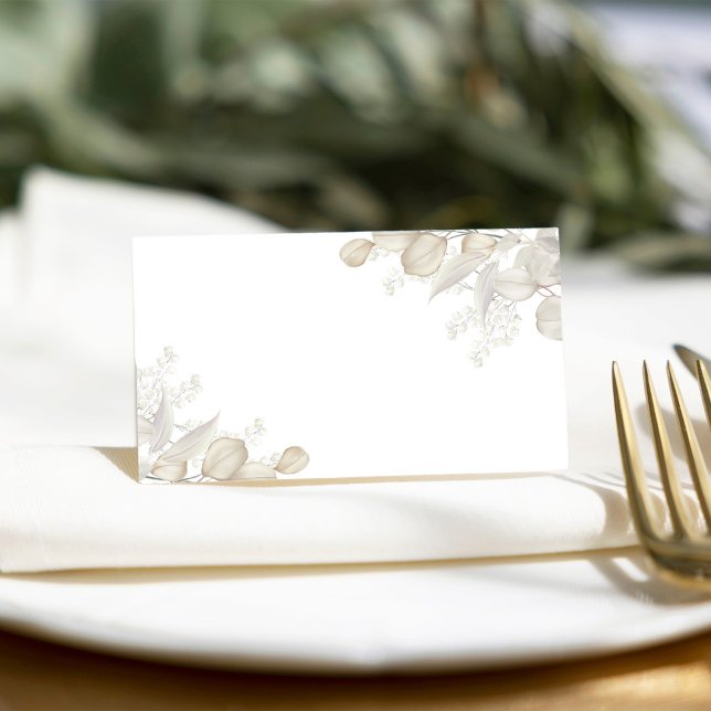 Hochzeitssitzlehne für grüne Wasserfarbe Empfang Platzkarte (Sage green foliage Simple blank place card.)