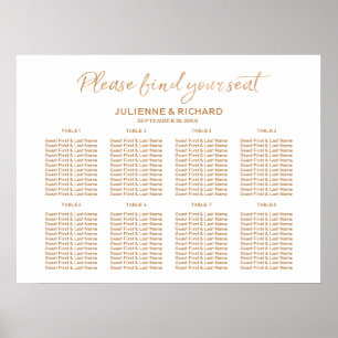 Hochzeitssitzplan 8 Tische Rose Gold Zeichen Poster