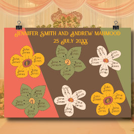 Hochzeitssitzplan im Stil der 70er Jahre - Karte P Poster