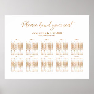 Hochzeitssitzplan-Rose Gold Letting Sign Poster