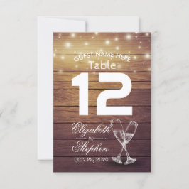 Hochzeitssitzplatz Tischnummer Champagner Glass