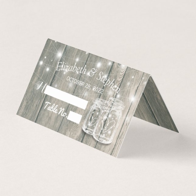 Hochzeitssitzplatz Tischnummer Holz Mason Jars (Vorderseite)