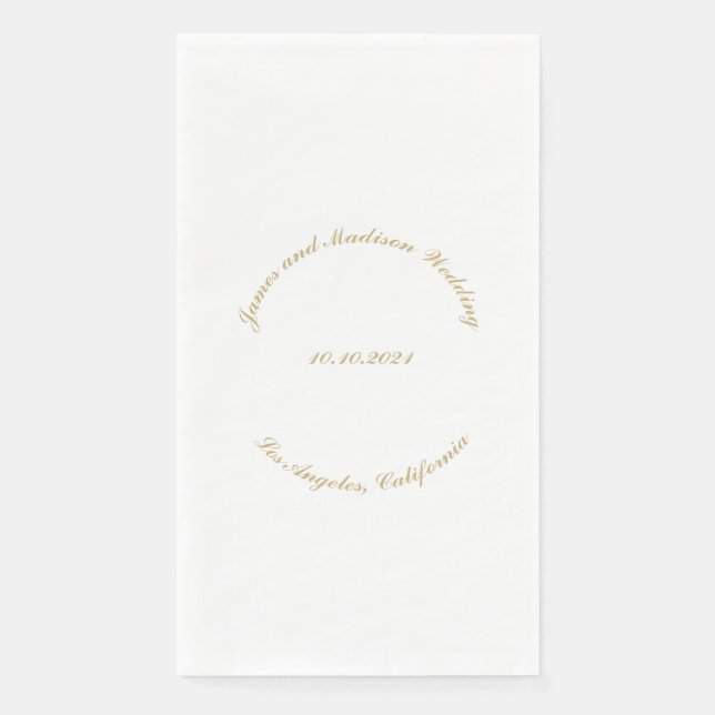 Hochzeitsskript, eigene, gekrümmte Textnamen, eleg Serviette (Vorderseite)