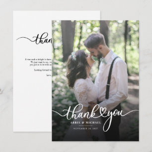Hochzeitsskript Foto mit handgeschriebenem Dankesc Mitteilungskarte