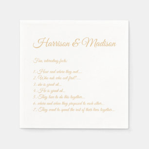 Hochzeitsskript-Namen Couple Fun Facts Kamelpapier Serviette