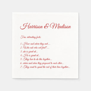 Hochzeitsskript-Namen Couple Fun Facts Kirschrot Serviette