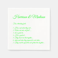 Hochzeitsskript-Namen Couple Fun Facts neon green