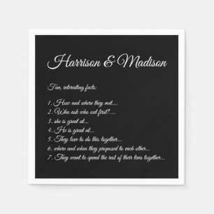 Hochzeitsskript-Namen Couple Fun Facts Papier Serviette