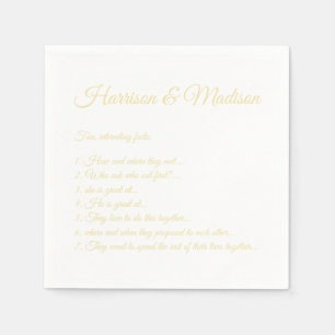 Hochzeitsskript-Namen Couple Fun Facts Vanille Serviette