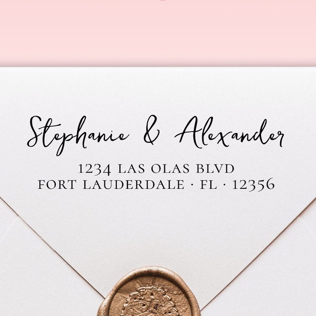 Hochzeitsskript-Rücksendeadresse Modernes Handgesc Permastempel (Von Creator hochgeladen)