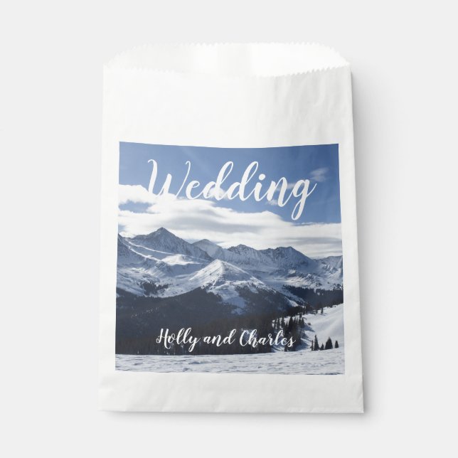 Hochzeitssnowy Mountains Alpes Thema Geschenktütchen (Vorderseite)