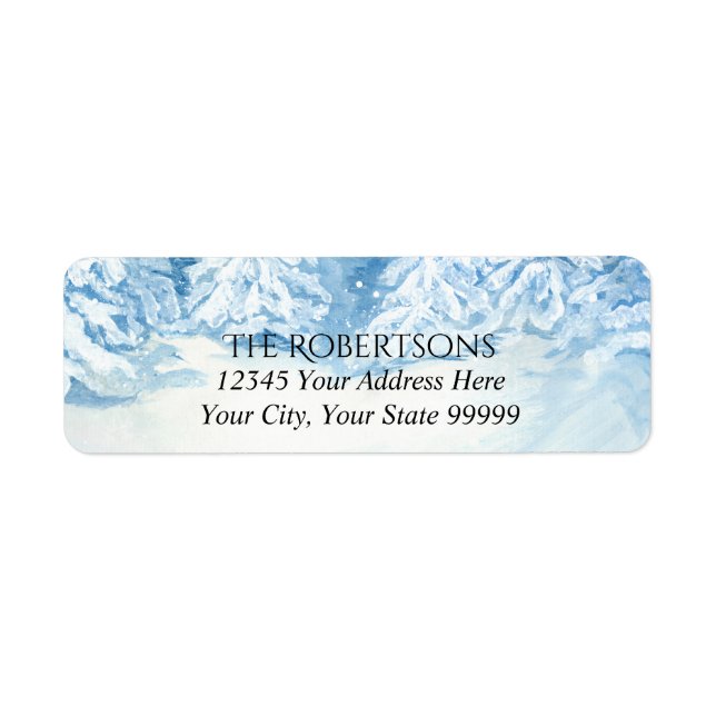 Hochzeitssnowy Trees Wasserfarbe | RÜCKSENDEADRESS (Vorne)