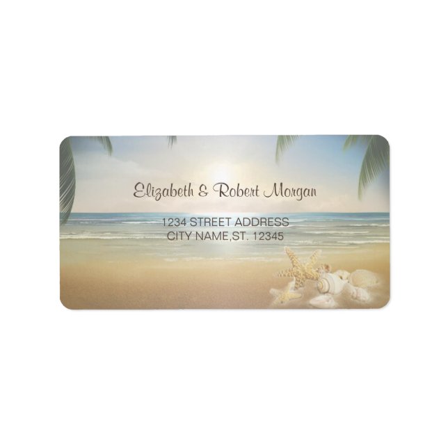 Hochzeitssommer am Strand, Hochzeitslabel bei Sonn Adressaufkleber (Vorne)