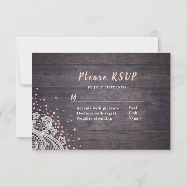 Hochzeitssommer RSVP Glitzer Karte (Vorderseite)