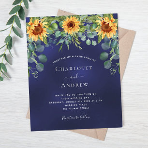 Hochzeitssonnenblumen Eukalyptus-Marinebudget Flyer