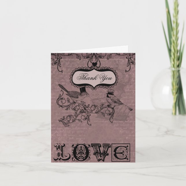 Hochzeitssorgen Vögel Vielen Dank Ihr Hinweis Kart Dankeskarte (Vorderseite)