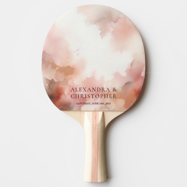 Hochzeitsspiel-Rose Goldstaubfarbe Unterschrift Tischtennis Schläger (Vorderseite)