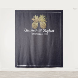 Hochzeitsstand Foto Booth Hintergrund Gold Ananas Wandteppich