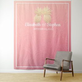 Hochzeitsstand Foto Booth Hintergrund Gold Ananas  Wandteppich