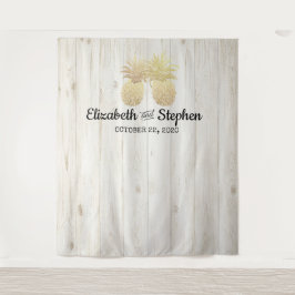 Hochzeitsstand Foto Booth Hintergrund Gold Ananas Wandteppich