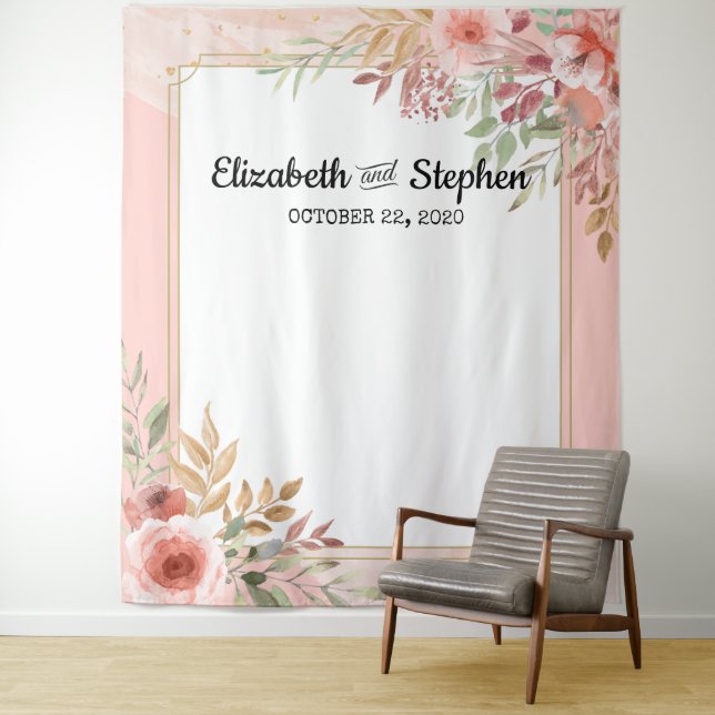Hochzeitsstand Foto Hintergrund Moderne elegante B Wandteppich (Beispiel)