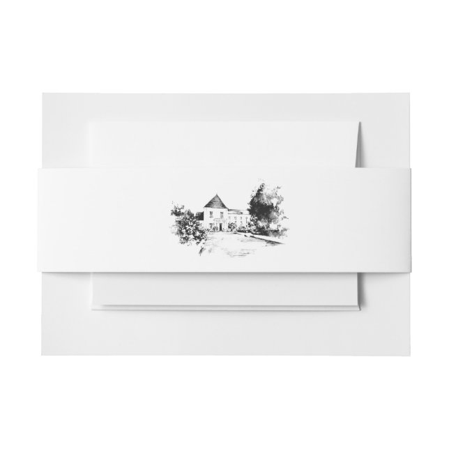 Hochzeitsstätte Sketch Custom Zeichnend Hochzeit Einladungsbanderole (Vorderseite Beispiel)