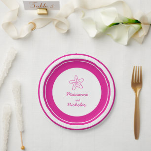 Hochzeitssterne, rosa, geneigte Papiertüte Pappteller
