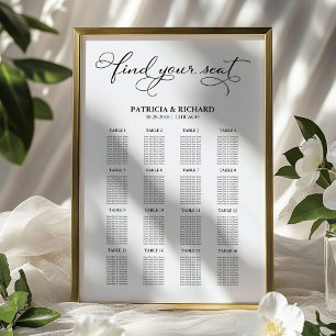 Hochzeitsstichtabelle Signieren von elegantem Scri Poster