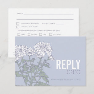Hochzeitsstichtag chrysanthemum white wedding RSVP Karte