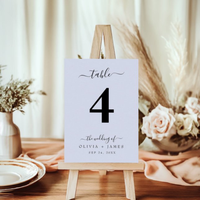 Hochzeitsstift Einfache Blau-Tischnummer Tischnummer (Wedding Table Number Simple Solid Blue Color)