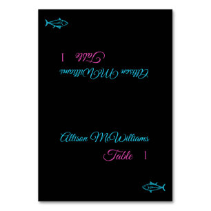 Hochzeitsstift Platzkarten-Fisch-Blau und Rosa- Tischnummer