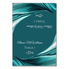 Hochzeitsstift Platzkarten-Fisch-Smaragdgrün- Tischnummer